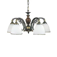 Люстра подвесная L 3800/5 Reccagni Angelo белая на 5 ламп, основание бронзовое коричневое в стиле кантри классический Люстра подвесная L 3800/5 Reccagni Angelo белая на 5 ламп, основание бронзовое коричневое в стиле кантри классический